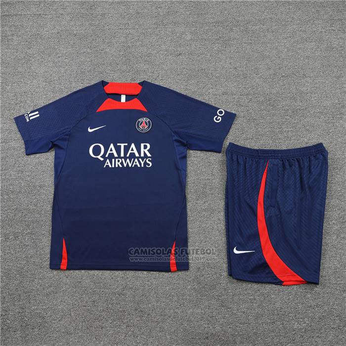 Fato de Treino Paris Saint-Germain Manga Curta 2022-2023 Azul Oscuro - Calcas Curta